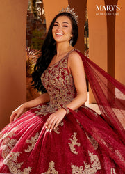 Glitter Cape Quinceanera Dress by Alta Couture MQ3097