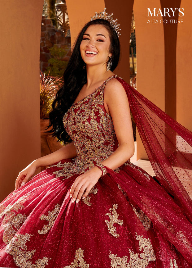 Glitter Cape Quinceanera Dress by Alta Couture MQ3097