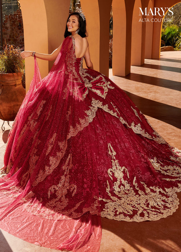 Glitter Cape Quinceanera Dress by Alta Couture MQ3097