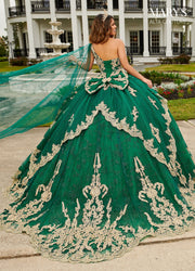 Glitter Cape Quinceanera Dress by Alta Couture MQ3097