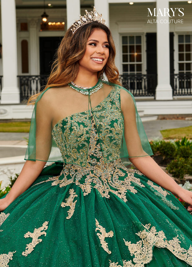 Glitter Cape Quinceanera Dress by Alta Couture MQ3097