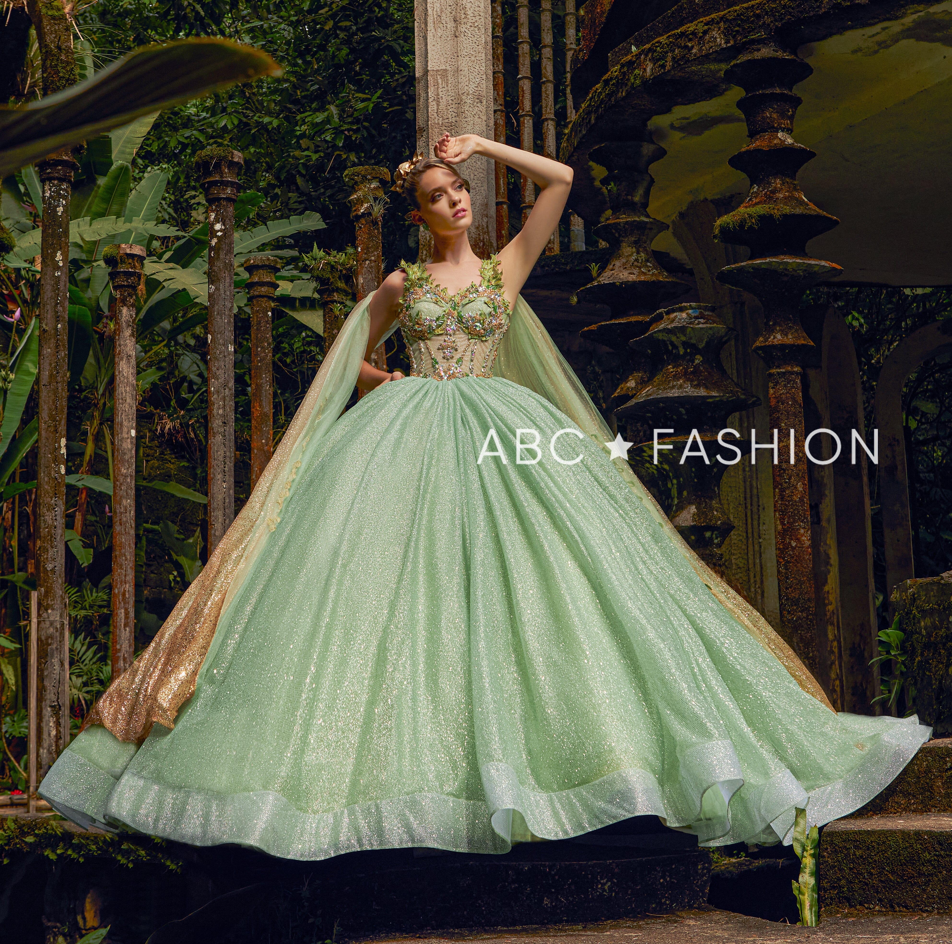 Glitter Cape Quinceanera Dress by Ragazza EV29 629 ABC Fashion