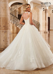 Glitter Cape Wedding Ball Gown by Mary's Bridal MB6090