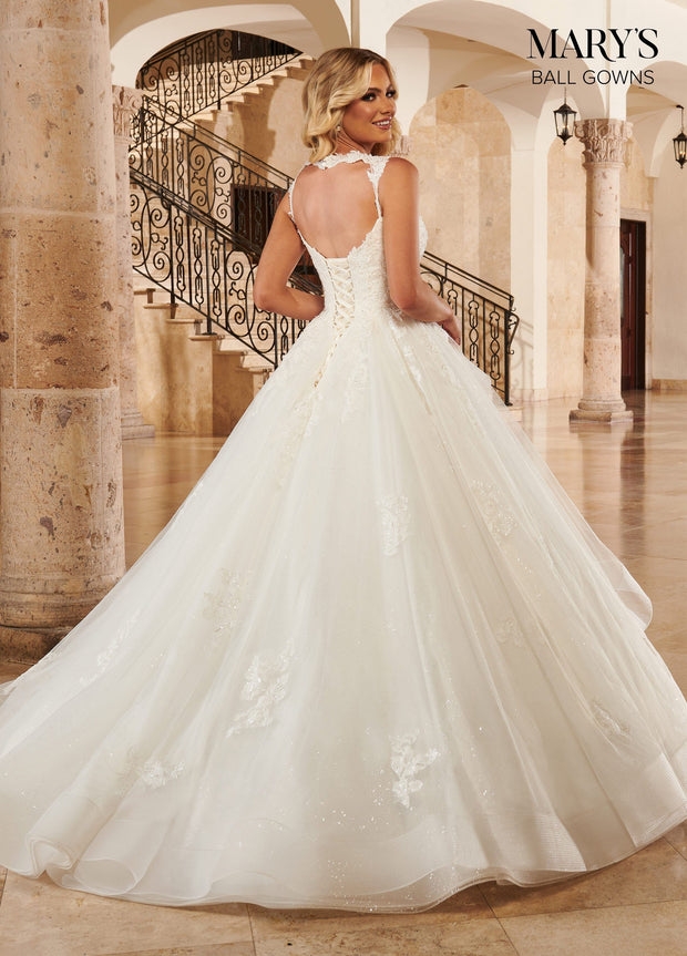 Glitter Cape Wedding Ball Gown by Mary's Bridal MB6090