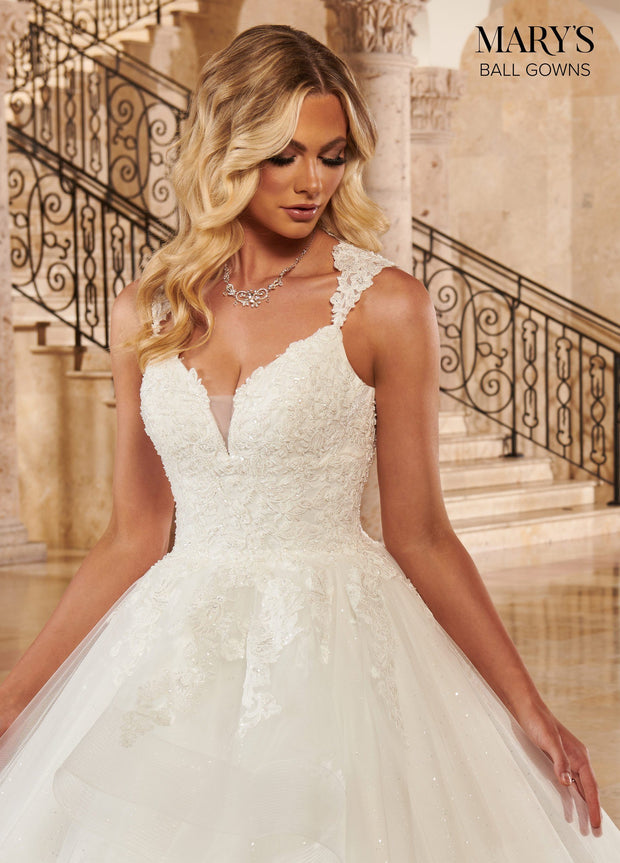 Glitter Cape Wedding Ball Gown by Mary's Bridal MB6090