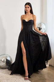 Glitter Cowl Corset A-line Gown by Ladivine CD252