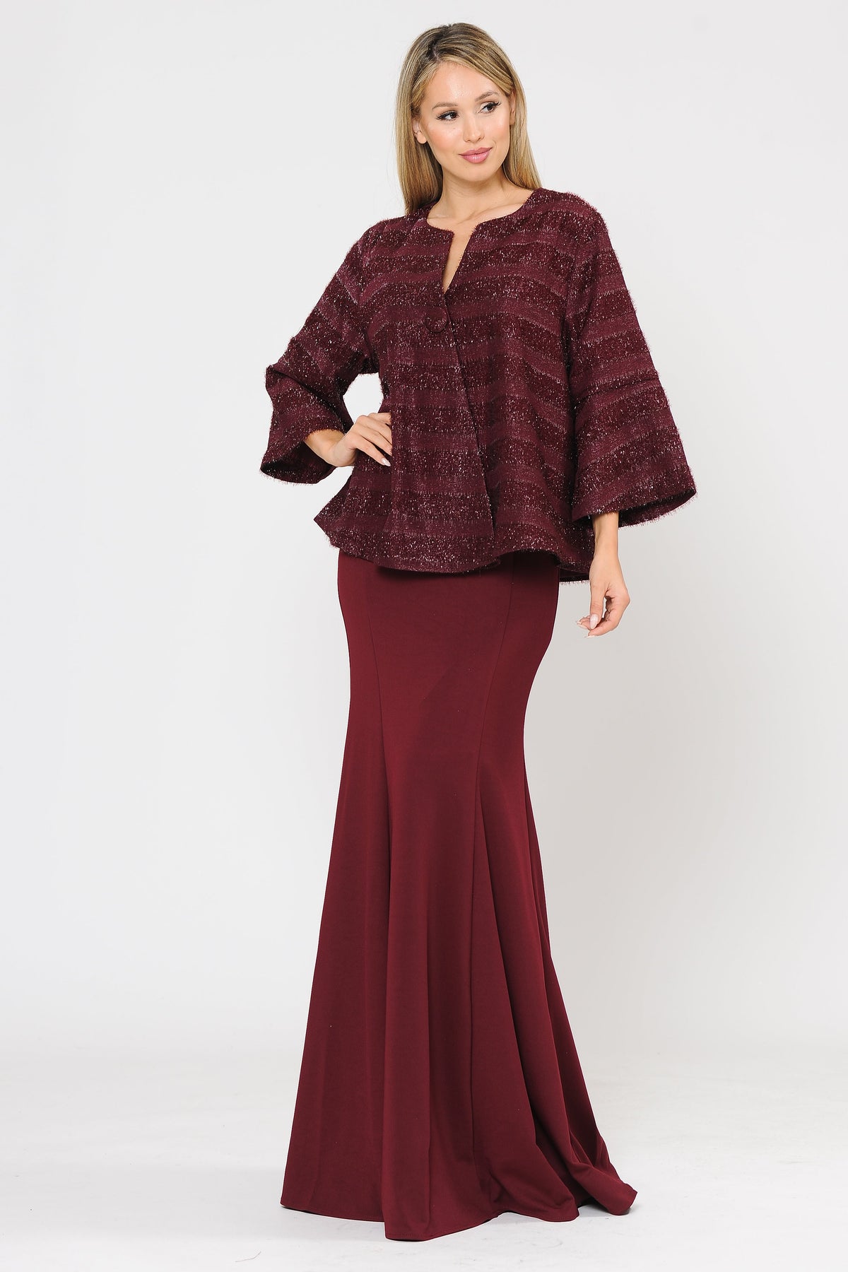 jacket plus size formal dress Poly USA JK1902 Glitter Embellished Plus Size Evening Jacket