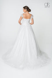 Glitter Lace Long A-Line Wedding Gown by Elizabeth K GL2817-Wedding Dresses-ABC Fashion