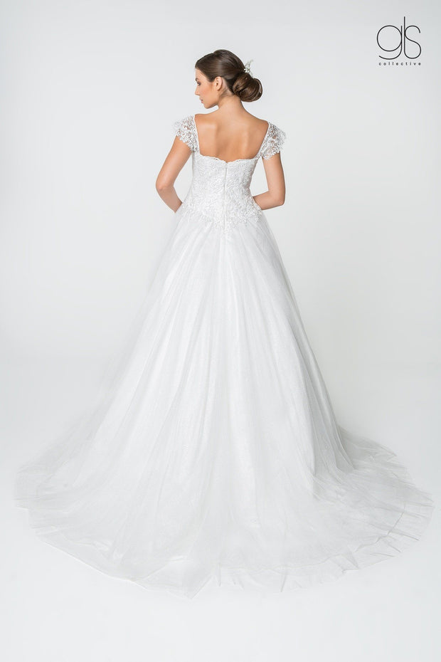 Glitter Lace Long A-Line Wedding Gown by Elizabeth K GL2817-Wedding Dresses-ABC Fashion