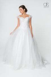 Glitter Lace Long A-Line Wedding Gown by Elizabeth K GL2817-Wedding Dresses-ABC Fashion