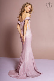 Glitter Long Off the Shoulder Dress by Elizabeth K GL2562-Long Formal Dresses-ABC Fashion