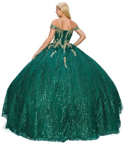 Glitter Off Shoulder Ball Gown by Cinderella Couture 8033J
