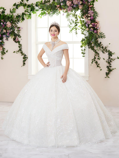 Glitter Off Shoulder Quinceanera Dress by House of Wu 26957