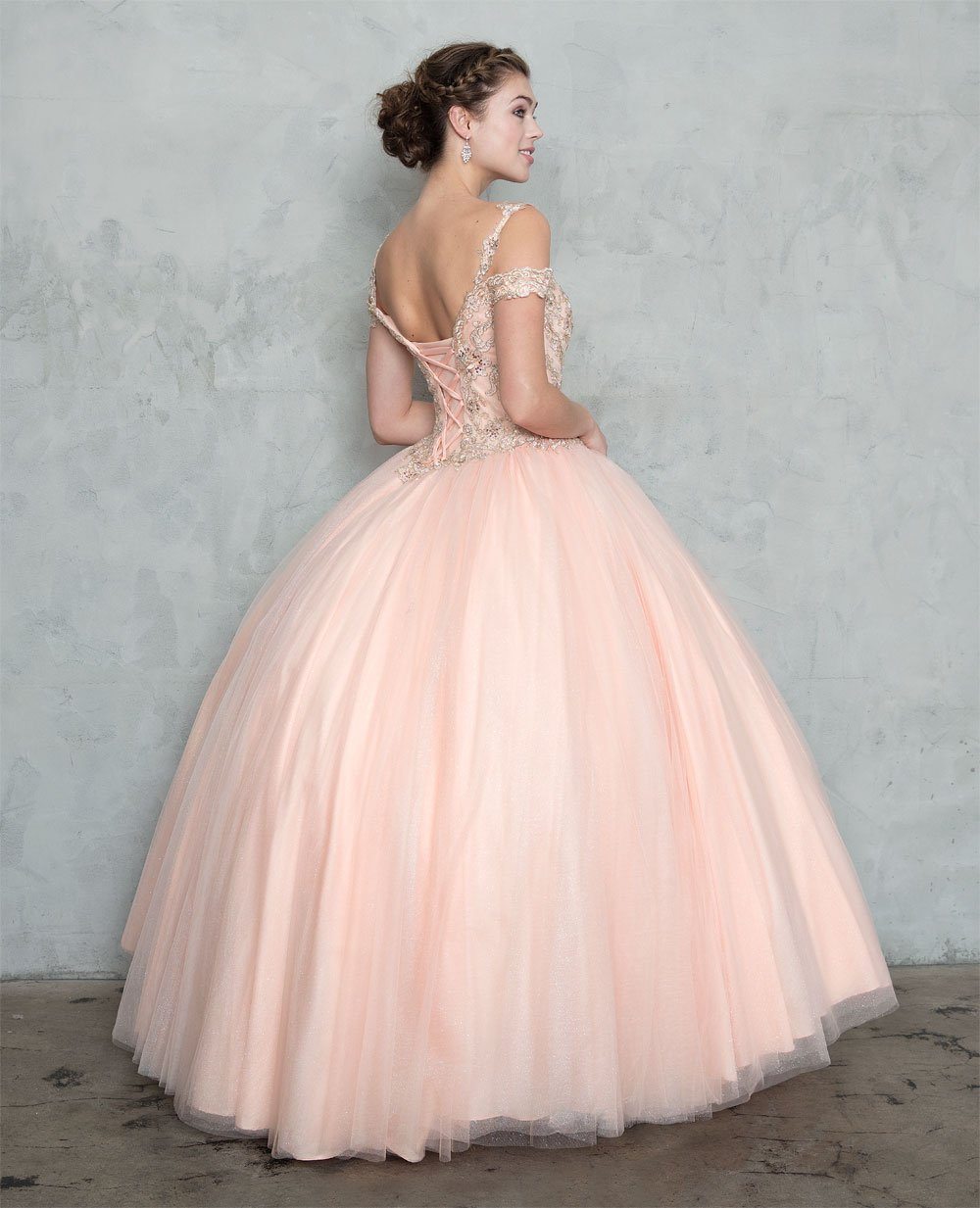 Glitter Off the Shoulder Ball Gown with Embroidered Bodice-Quinceanera Dresses-ABC Fashion