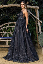 Glitter Print A-line Gown by Cinderella Couture 8039J