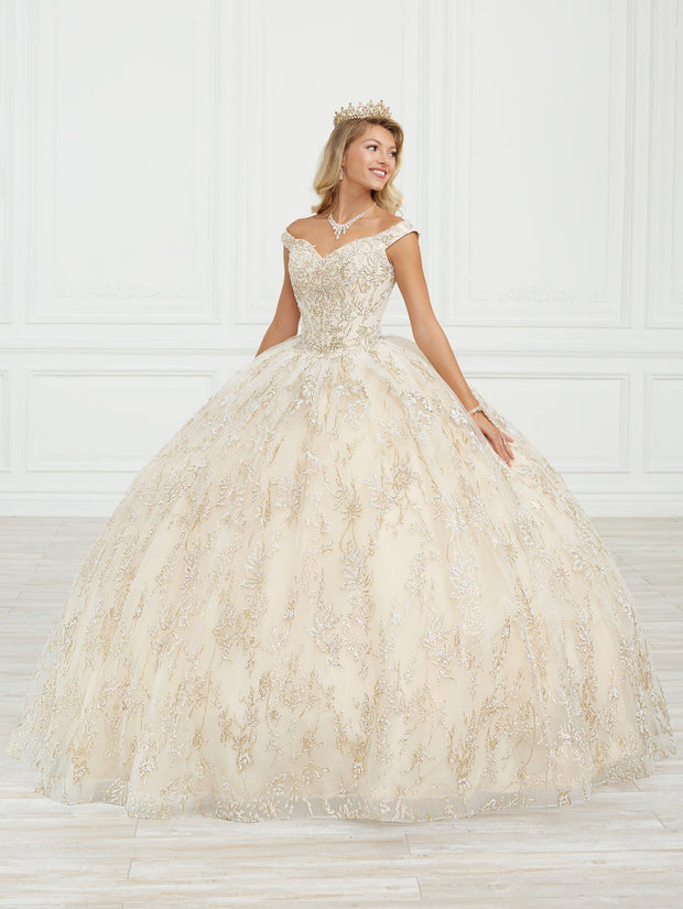 Glitter Print Quinceanera Dress by House of Wu 26970