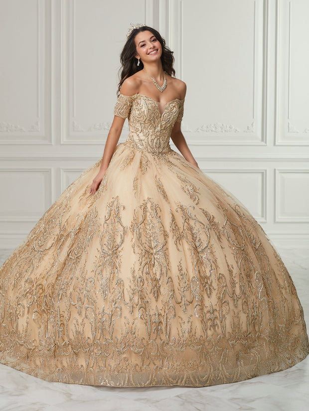 Glitter Print Quinceanera Dress by House of Wu 26982