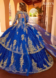 Glitter Print Quinceanera Dress by Mary's Bridal MQ1106