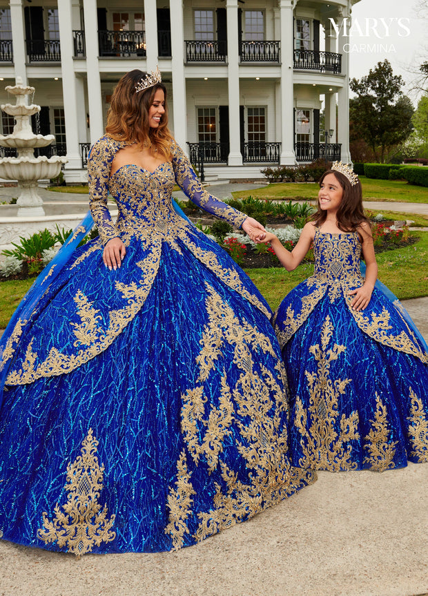 Glitter Print Quinceanera Dress by Mary's Bridal MQ1106