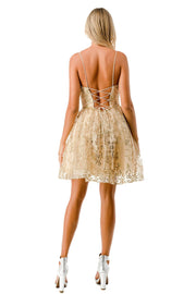Glitter Print Short Sweetheart Dress by Coya S2756T