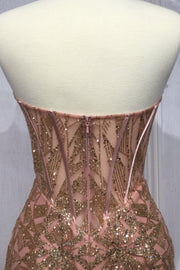 Glitter Print Strapless Mermaid Dress by Ladivine CB116