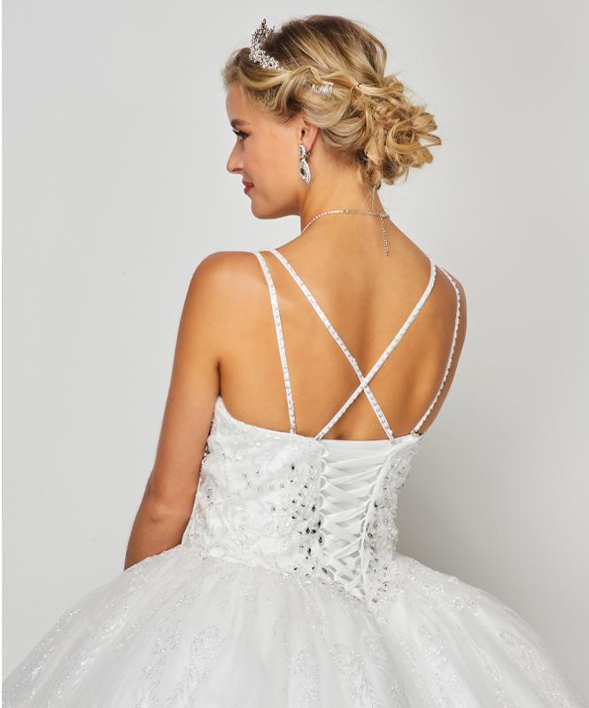 Glitter Print Sweetheart Ball Gown by Juliet 1427