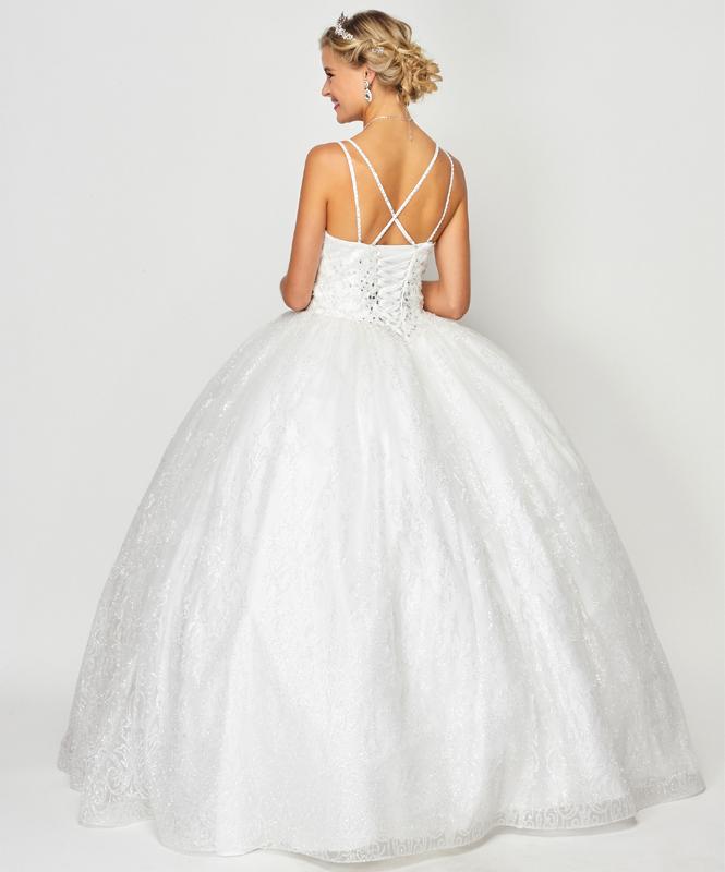 Glitter Print Sweetheart Ball Gown by Juliet 1427