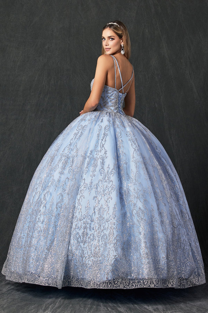 Glitter Print Sweetheart Ball Gown by Juliet 1427