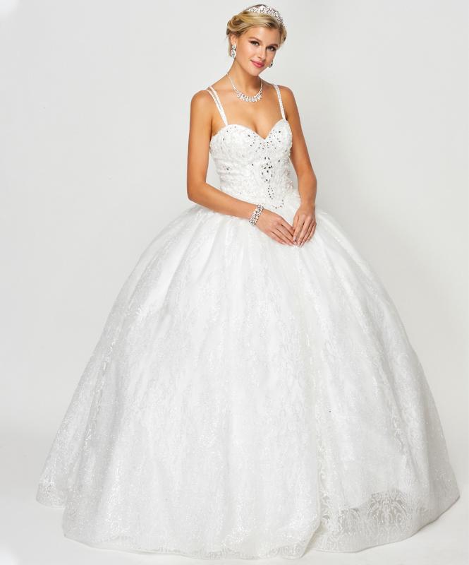Glitter Print Sweetheart Ball Gown by Juliet 1427