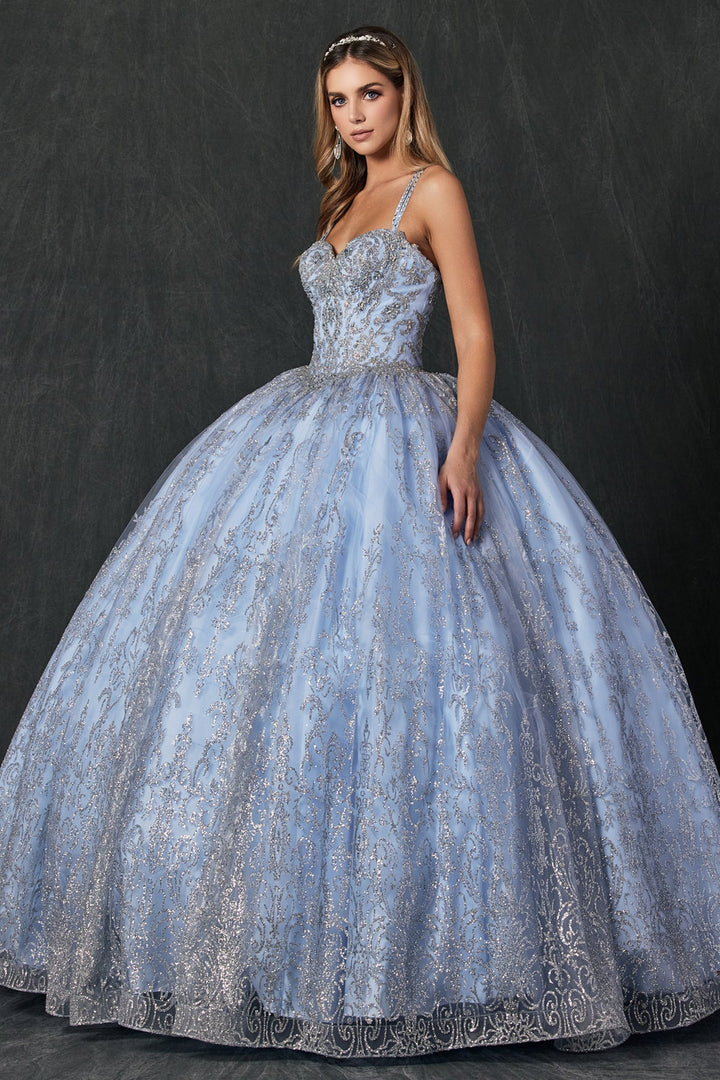 Glitter Print Sweetheart Ball Gown by Juliet 1427