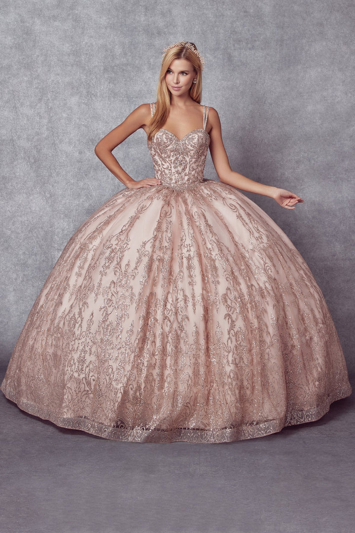 Glitter Print Sweetheart Ball Gown by Juliet 1427