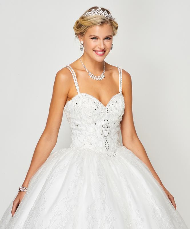 Glitter Print Sweetheart Ball Gown by Juliet 1427