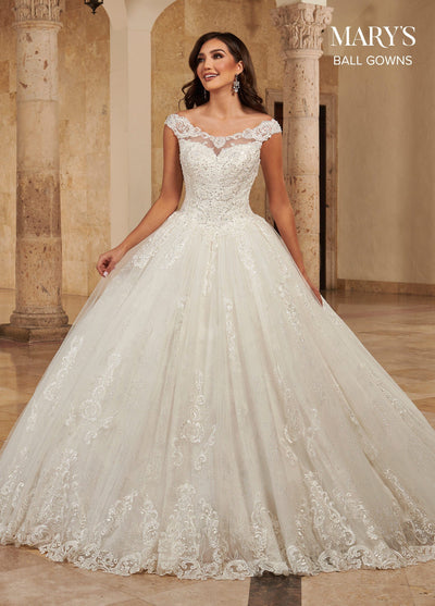 Glitter Print Wedding Ball Gown by Mary's Bridal MB6083
