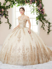 Glitter Sequin Off Shoulder Quinceanera Dress by House of Wu 26960