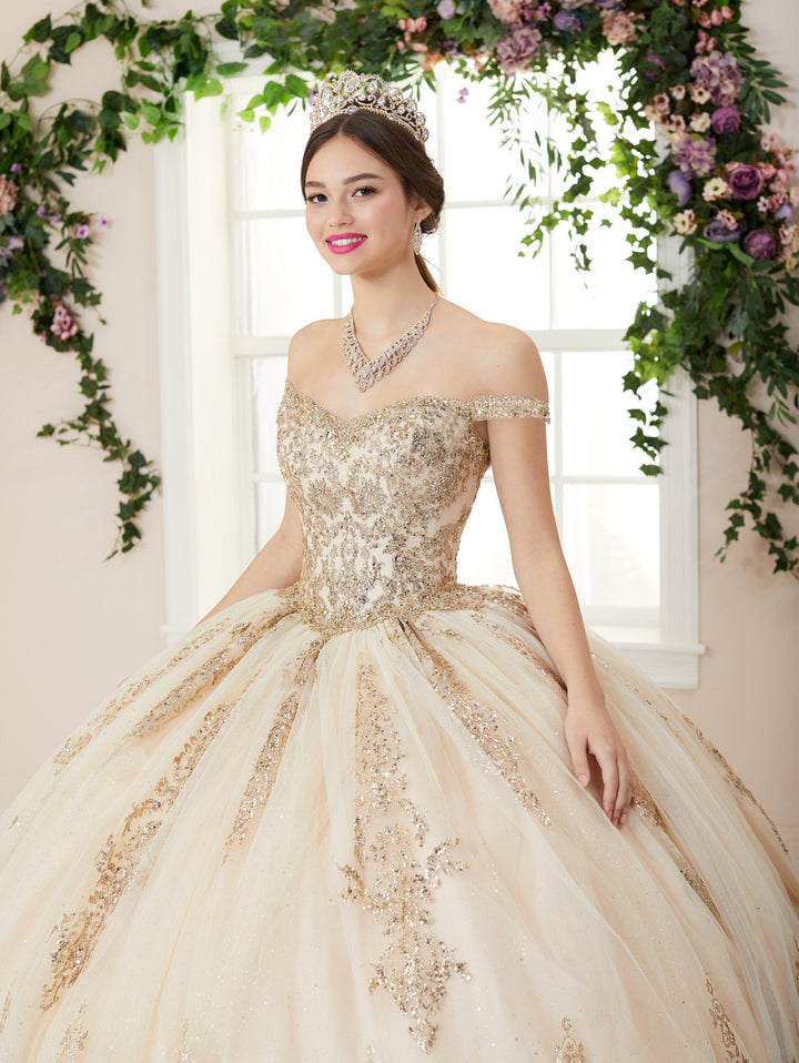 Glitter Sequin Off Shoulder Quinceanera Dress by House of Wu 26960