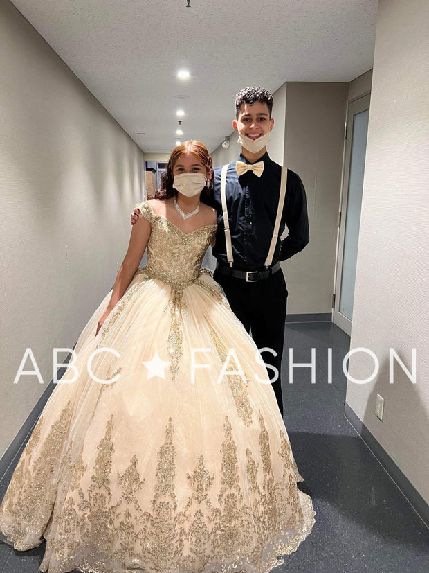 Glitter Sequin Off Shoulder Quinceanera Dress by House of Wu 26960