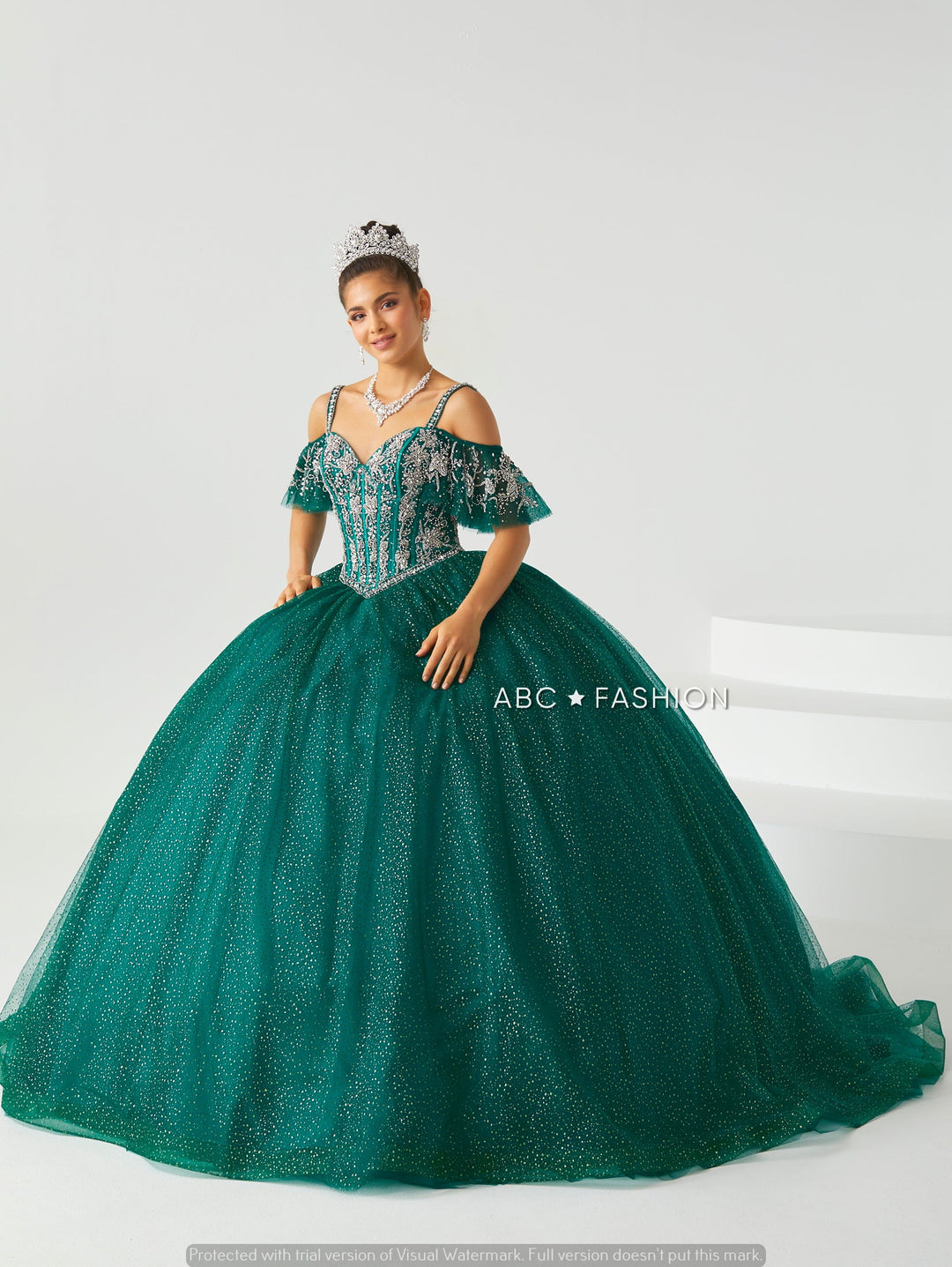 Glitter Tulle Quinceanera Dress by Fiesta Gowns 56436