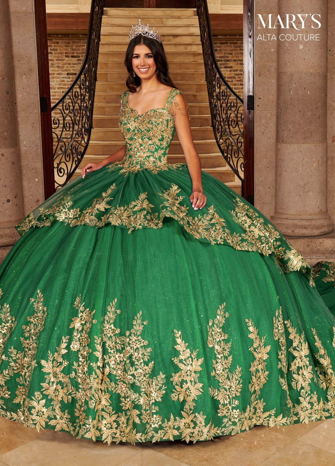 Gold Applique Quinceanera Dress by Alta Couture MQ3079