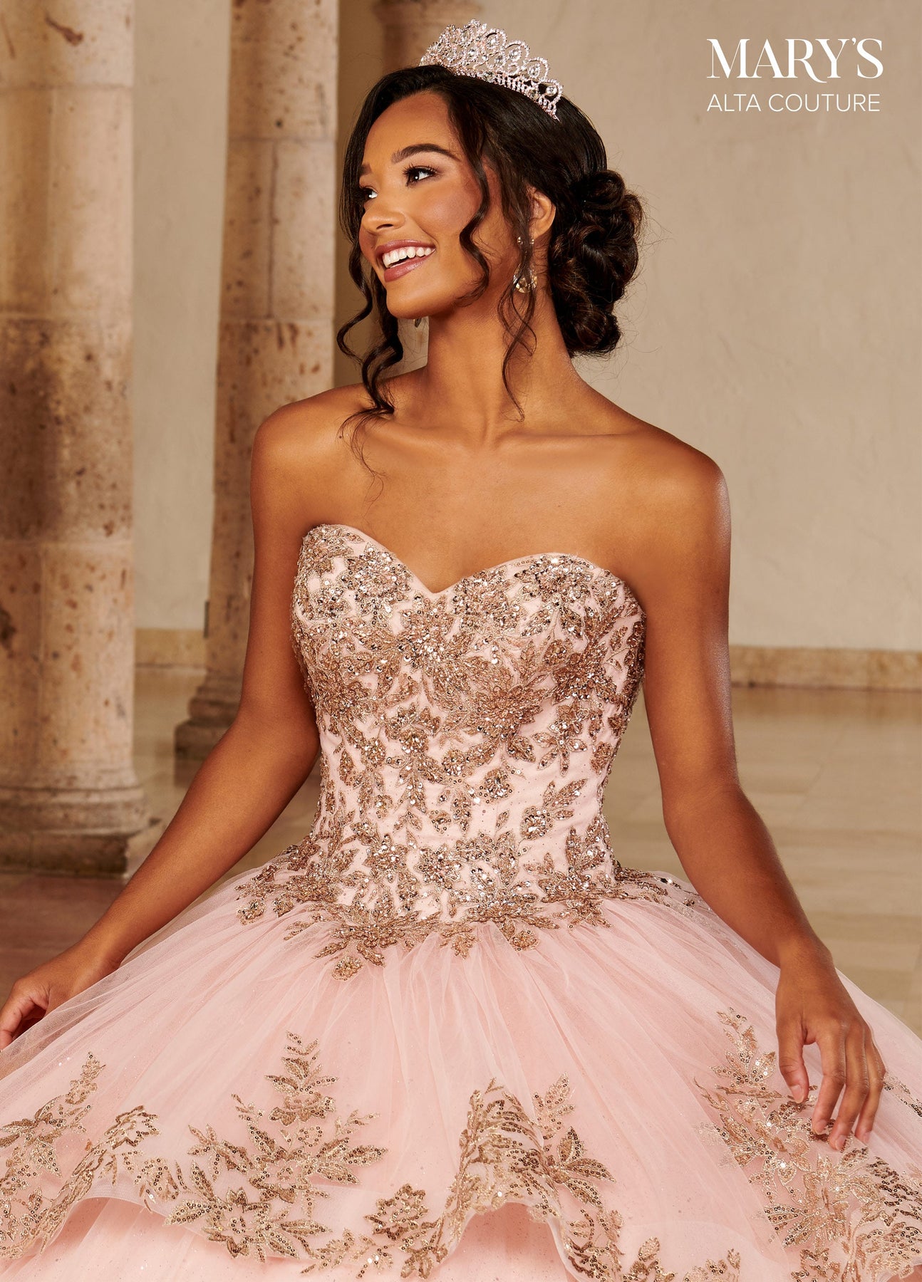 Gold Applique Quinceanera Dress by Alta Couture MQ3079 – ABC Fashion