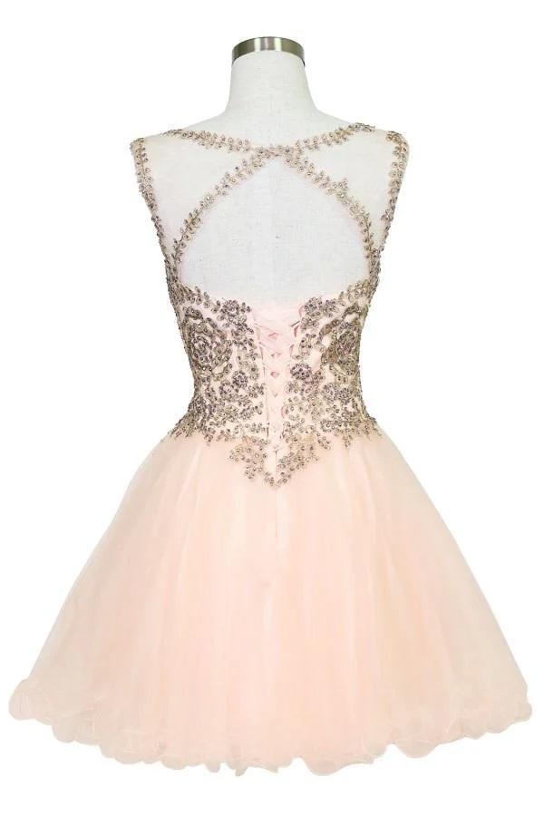 Gold Applique Short Sleeveless Dress by Calla KY70179
