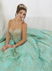 Gold Applique Strapless Quinceanera Dress by House of Wu 26913-Quinceanera Dresses-ABC Fashion