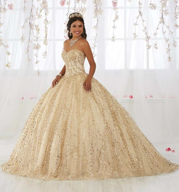 Gold Applique Strapless Quinceanera Dress by House of Wu 26913-Quinceanera Dresses-ABC Fashion