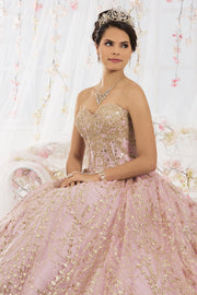 Gold Applique Strapless Quinceanera Dress by House of Wu 26913-Quinceanera Dresses-ABC Fashion
