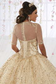 Gold Applique Strapless Quinceanera Dress by House of Wu 26913-Quinceanera Dresses-ABC Fashion