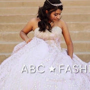 Gold Applique Strapless Quinceanera Dress by House of Wu 26913-Quinceanera Dresses-ABC Fashion
