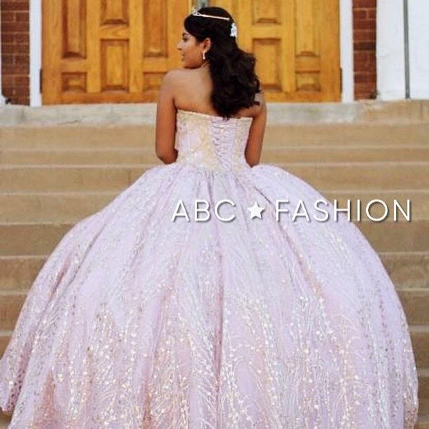 Gold Applique Strapless Quinceanera Dress by House of Wu 26913-Quinceanera Dresses-ABC Fashion