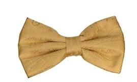 Gold Paisley Bow Ties with Matching Pocket Squares-Men's Bow Ties-ABC Fashion
