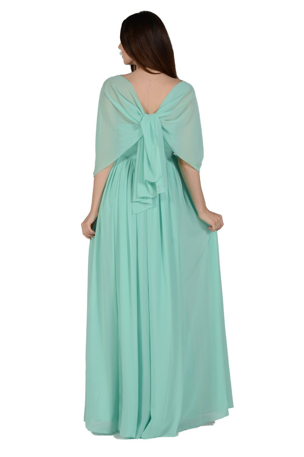 Gray Long Convertible Chiffon Dress by Poly USA-Long Formal Dresses-ABC Fashion