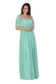 Gray Long Convertible Chiffon Dress by Poly USA-Long Formal Dresses-ABC Fashion