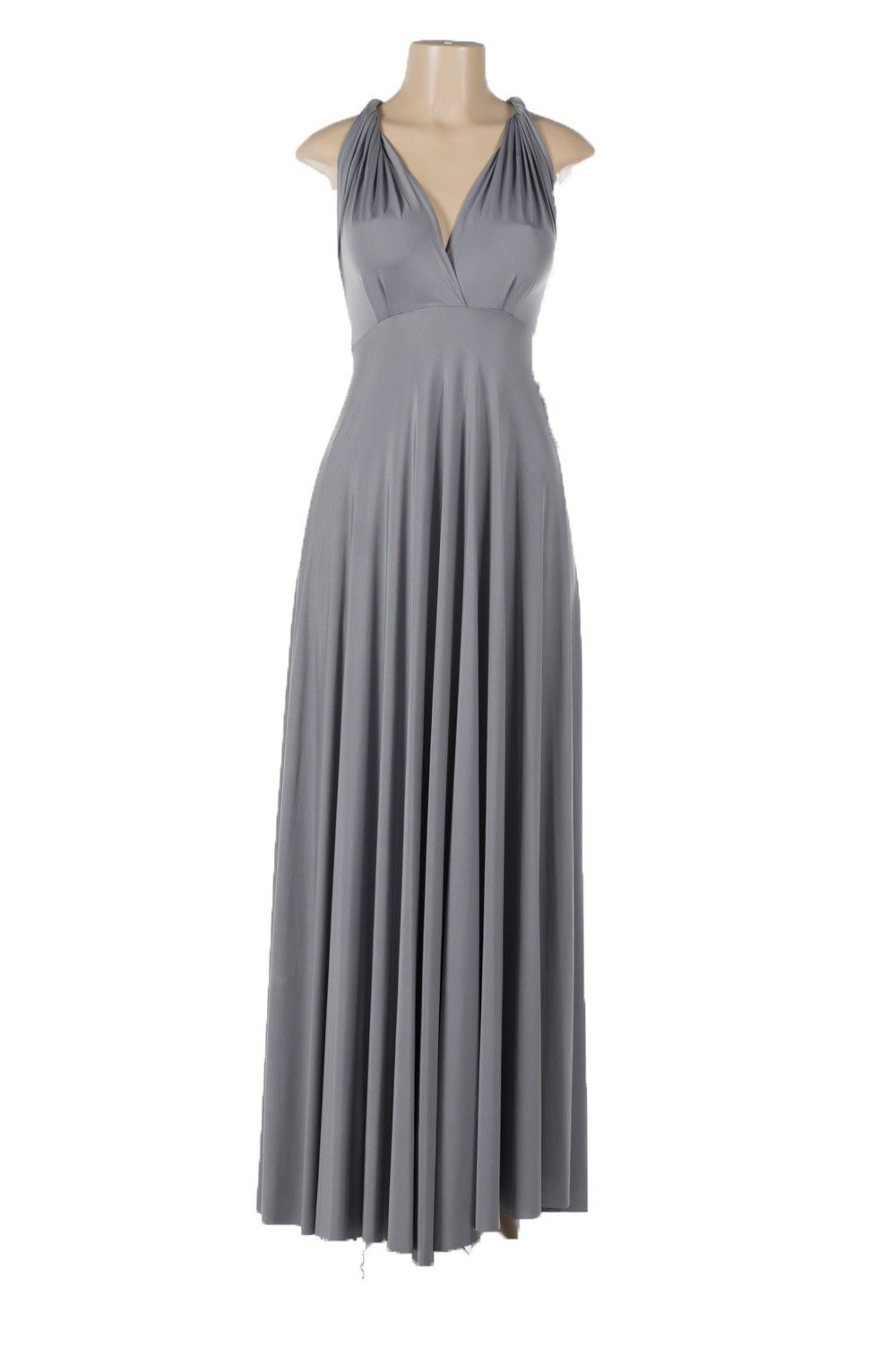 slate grey evening dress Gray Long Convertible Jersey Dress by Poly USA S / Gray